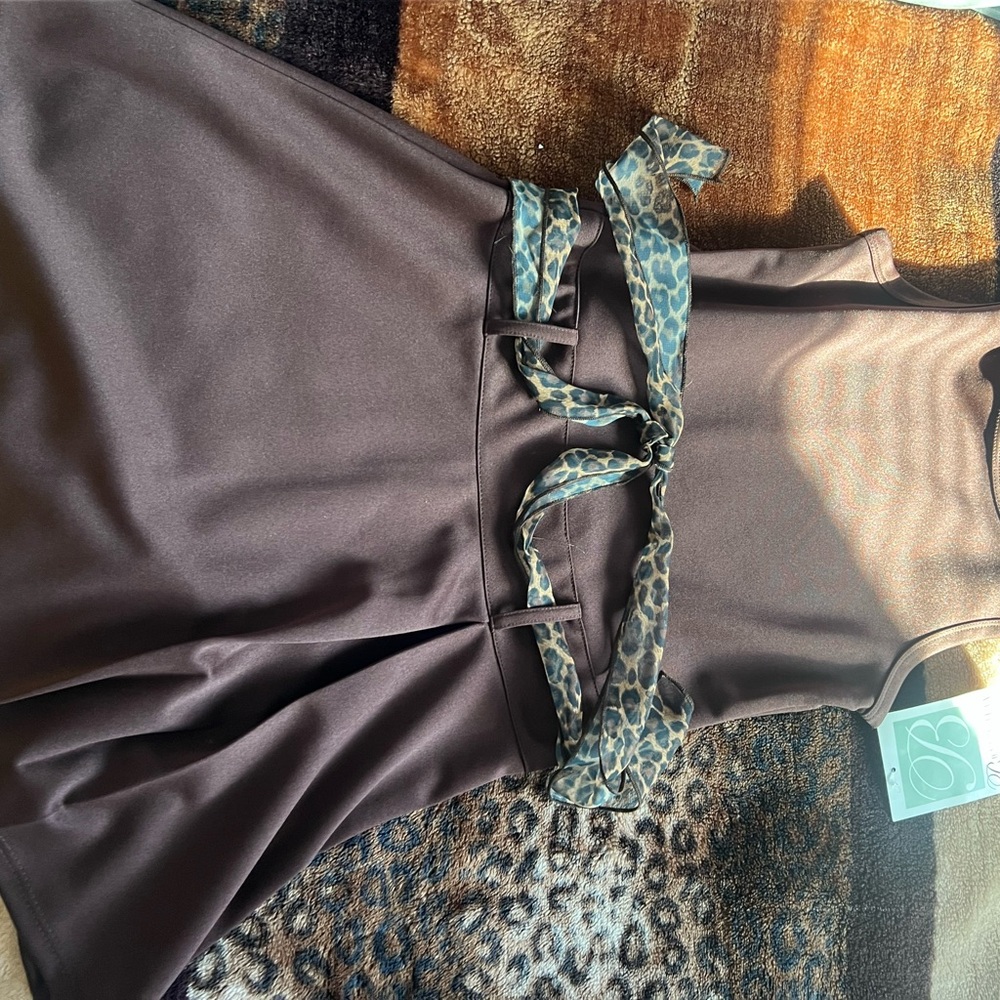 Girls Sleeveless Dress with Leopard Tie